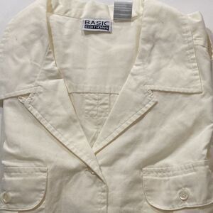 Basic Editions Ivory Casual Button Down Shirt L